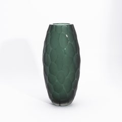 Grand vase moderne de Murano soufflé à la main en vert eucalyptus de taille moyenne