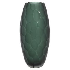 Hand-Blown Modern Tall Murano Vase in Eucalyptus Green Medium