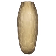 Hand-Blown Modern Tall Murano Vase in Olive Green Large