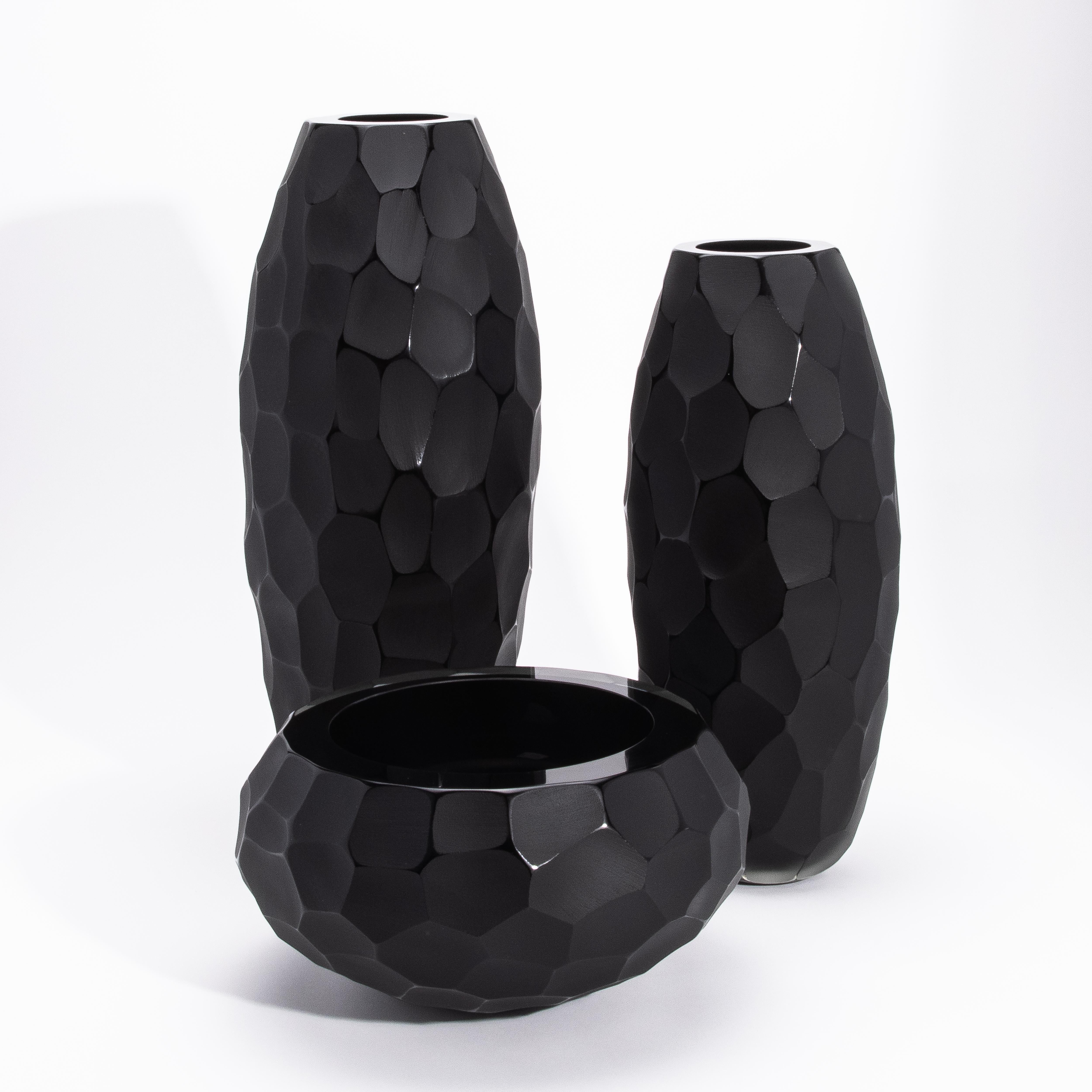 Vaso moderno alto di Murano soffiato a mano in nero onice grande in vendita 2