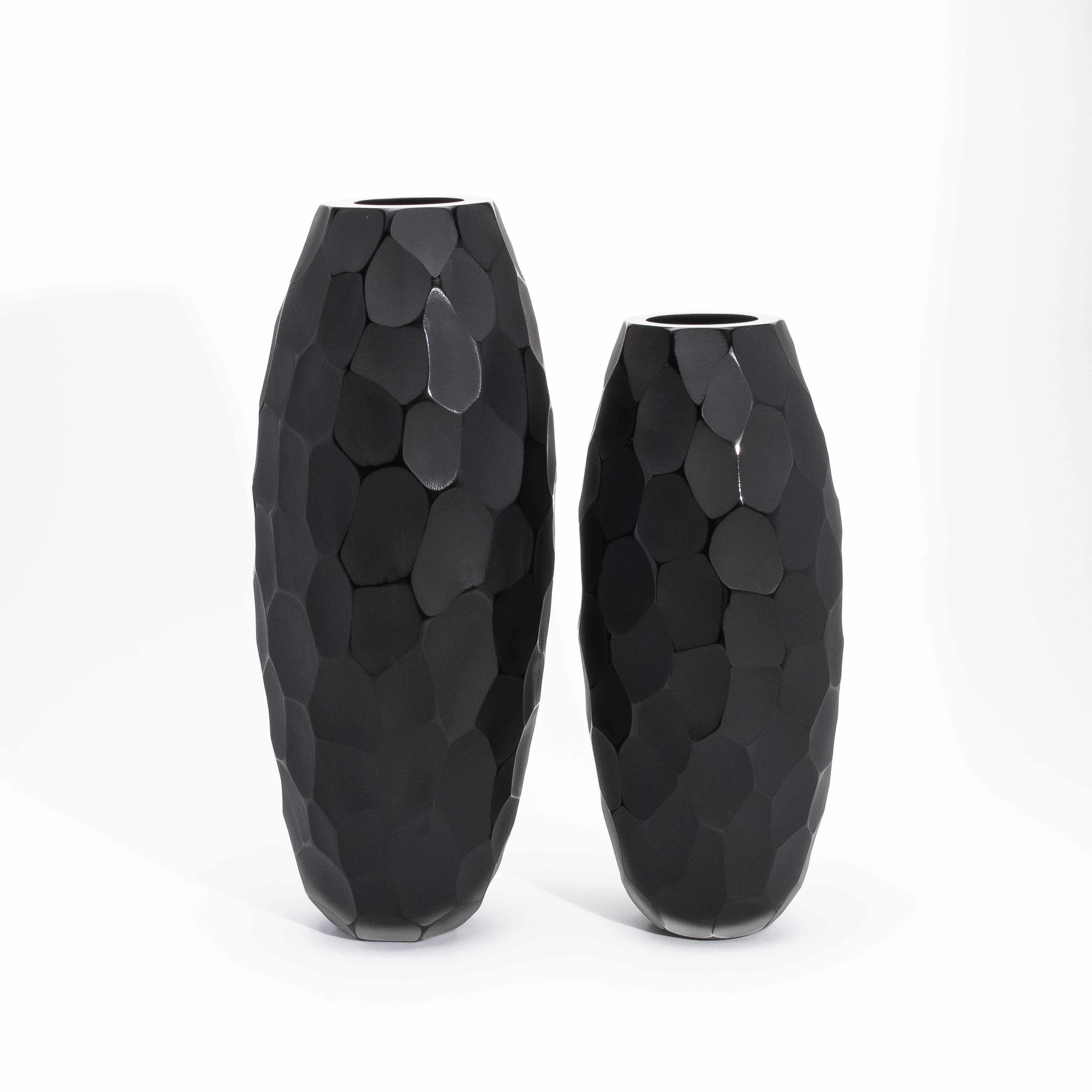 XXI secolo e contemporaneo Vaso moderno alto di Murano soffiato a mano in nero onice grande in vendita