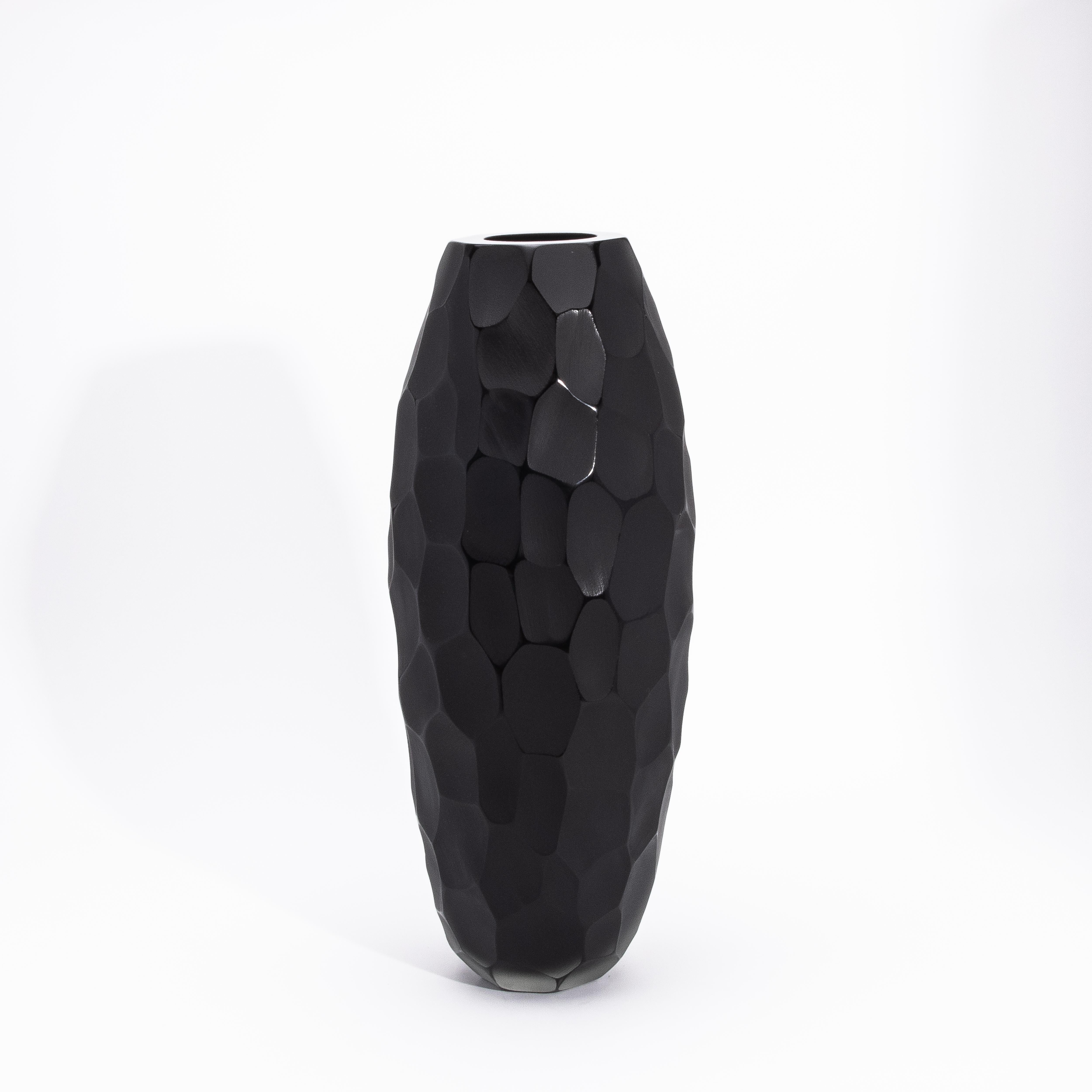 Vetro di Murano Vaso moderno alto di Murano soffiato a mano in nero onice grande in vendita