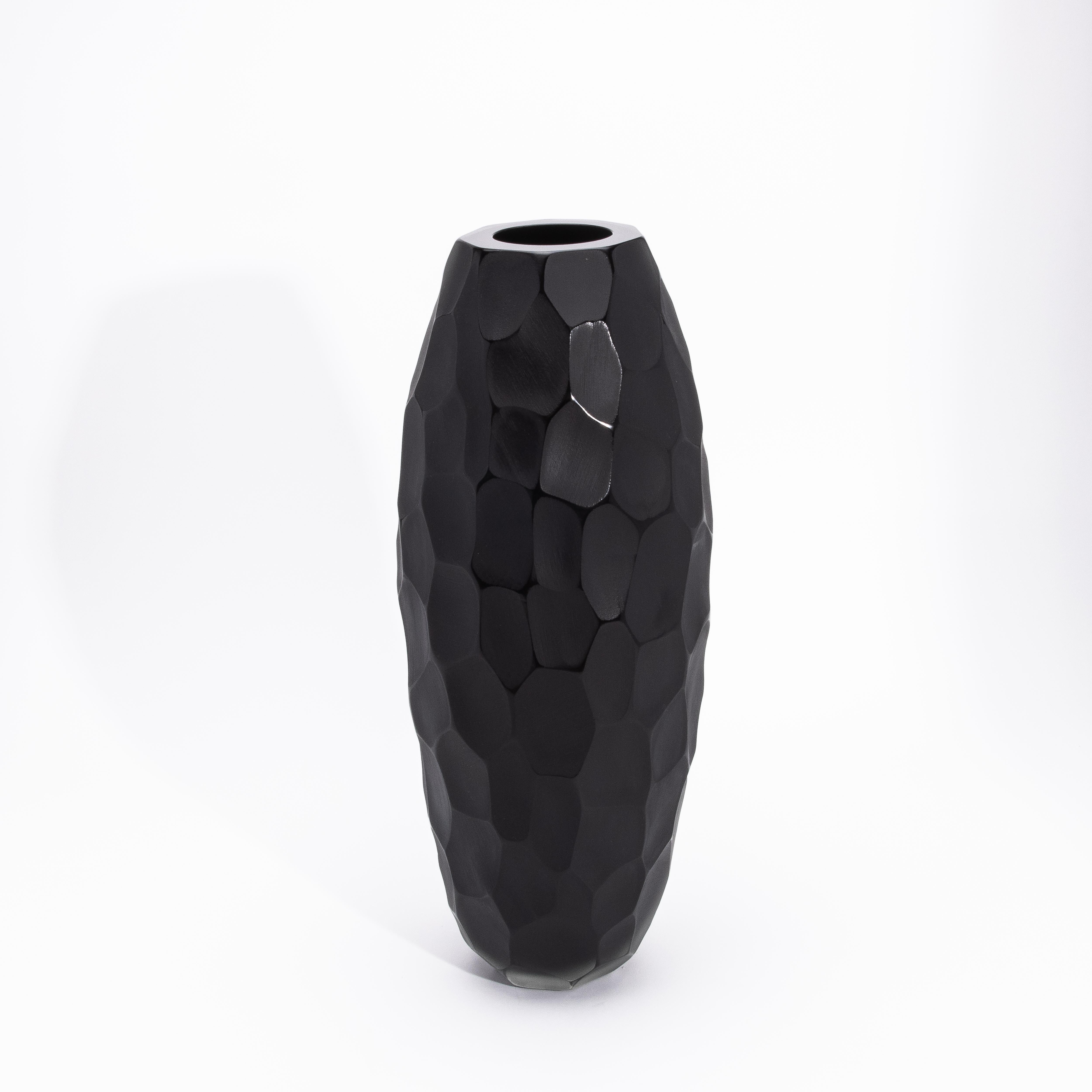 Vaso moderno alto di Murano soffiato a mano in nero onice grande in vendita 1