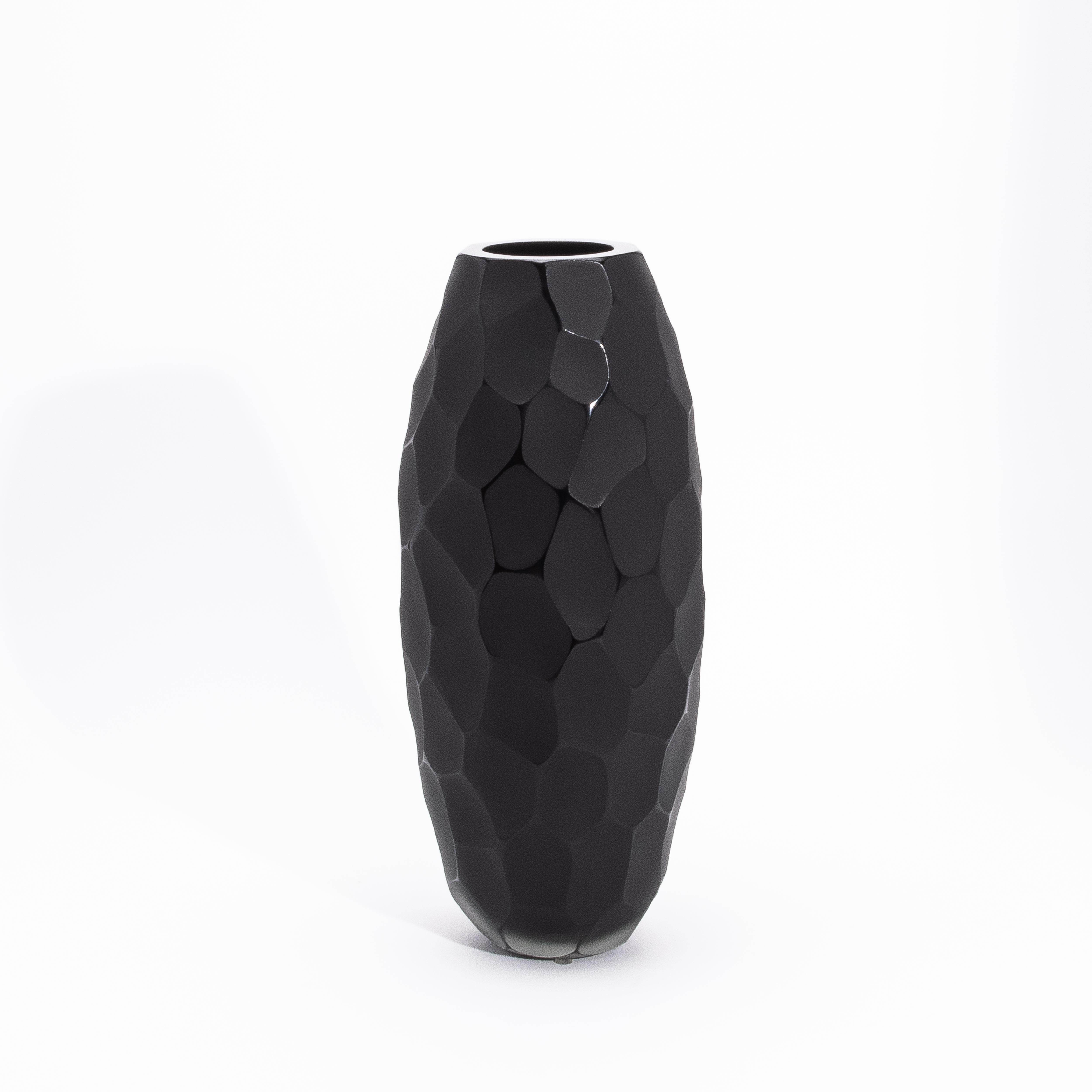 Moderno Vaso alto di Murano soffiato a mano in nero onice medio in vendita