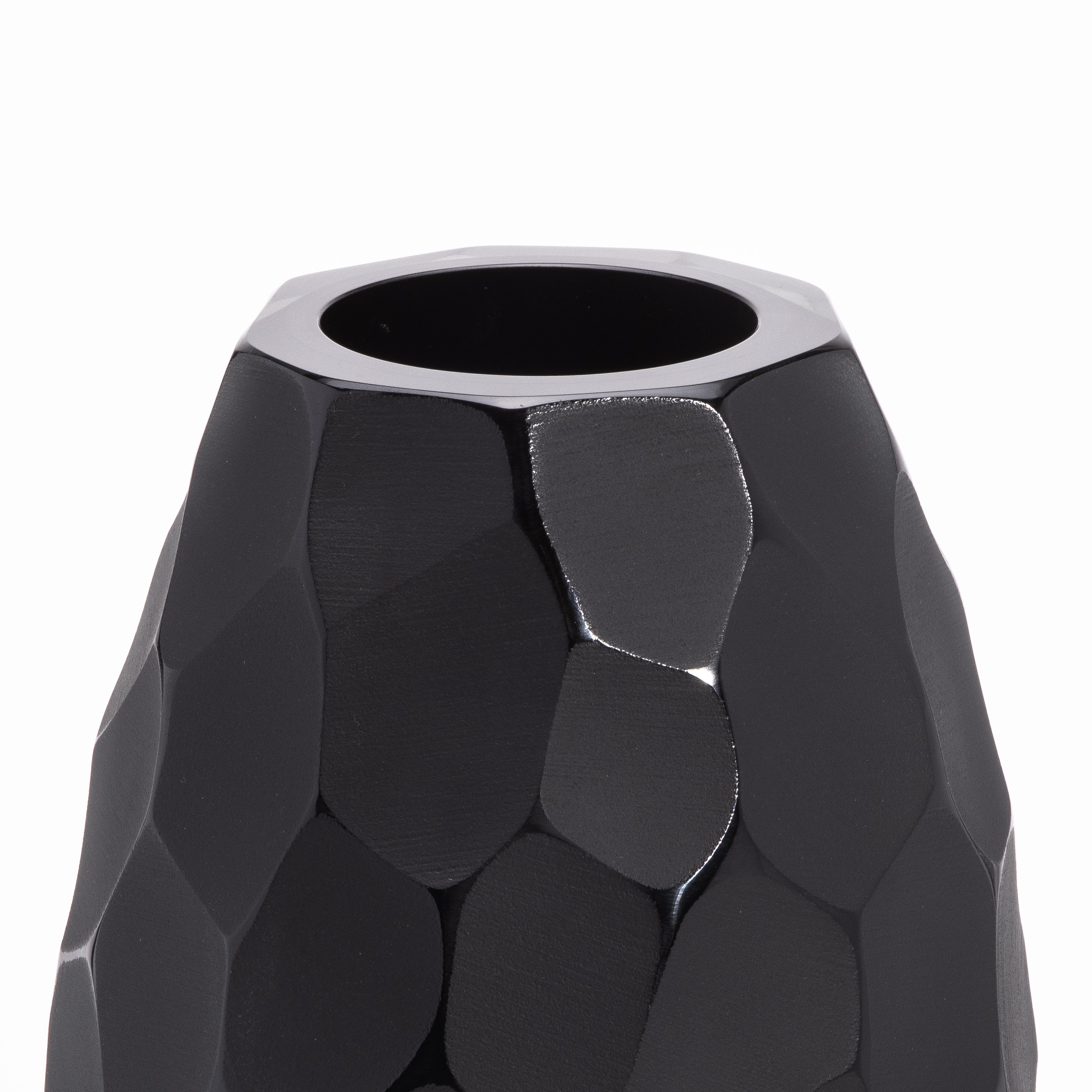 Fatto a mano Vaso alto di Murano soffiato a mano in nero onice medio in vendita