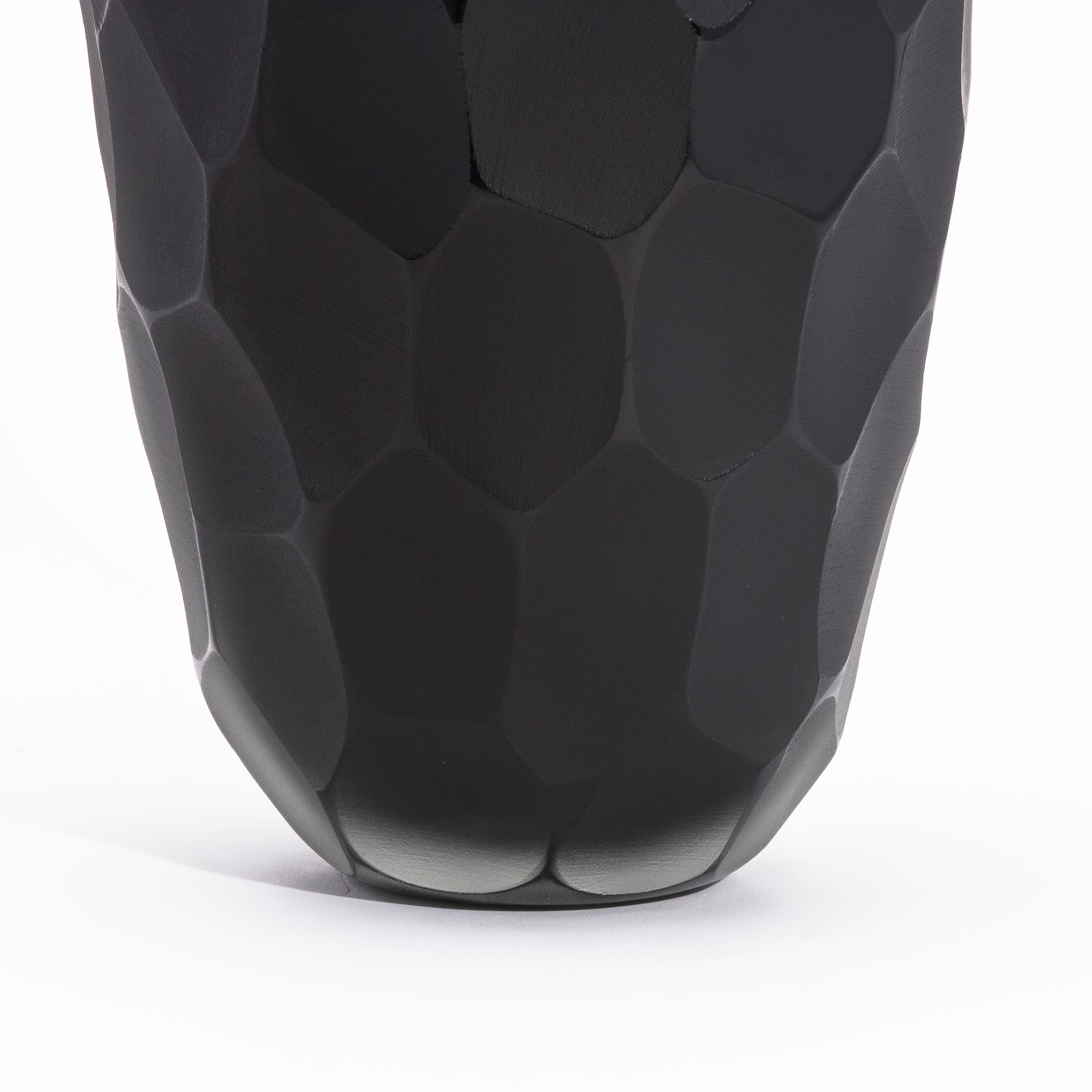 XXI secolo e contemporaneo Vaso alto di Murano soffiato a mano in nero onice medio in vendita