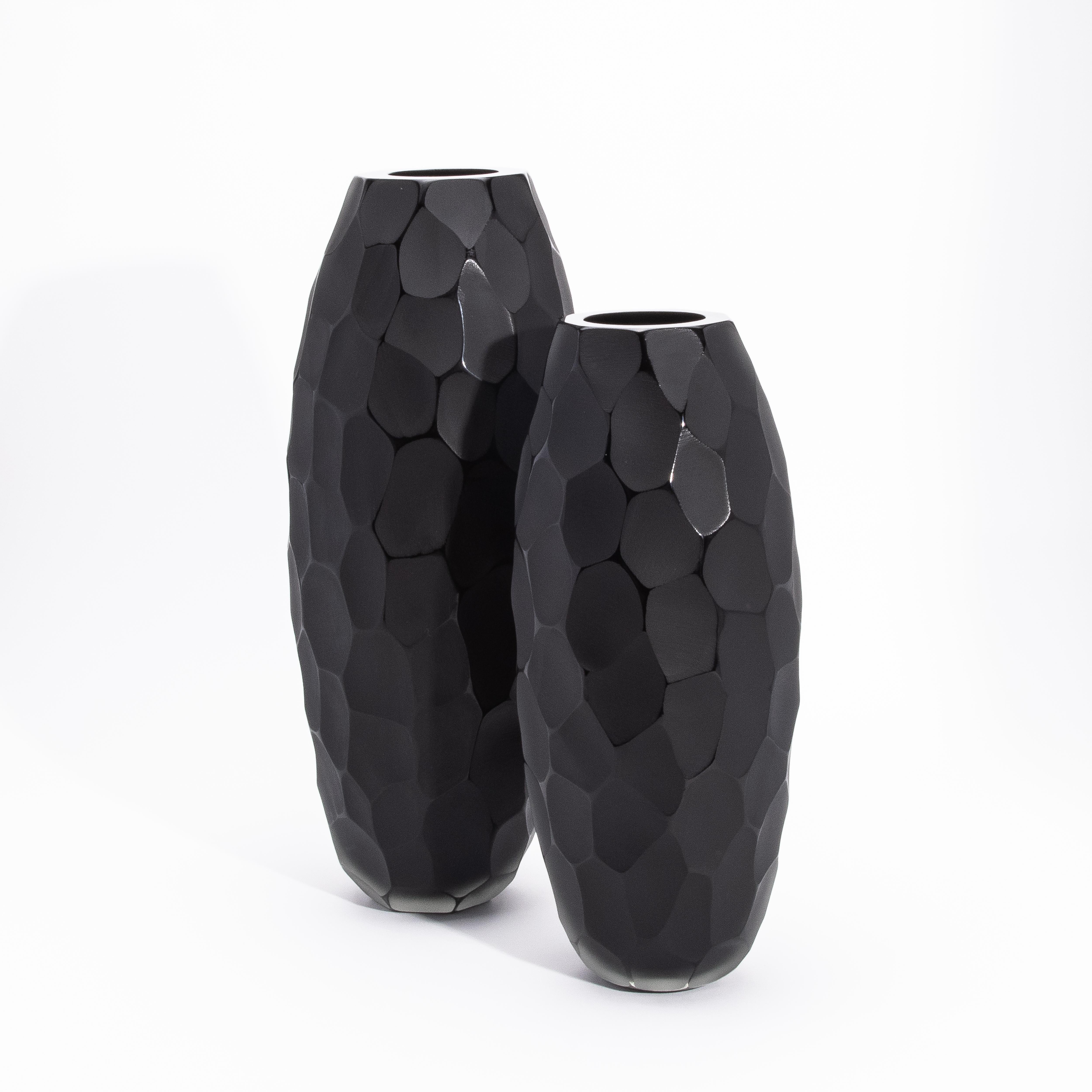Vaso alto di Murano soffiato a mano in nero onice medio in vendita 1