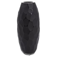 Hand-Blown Modern Tall Murano Vase in Onyx Black Medium