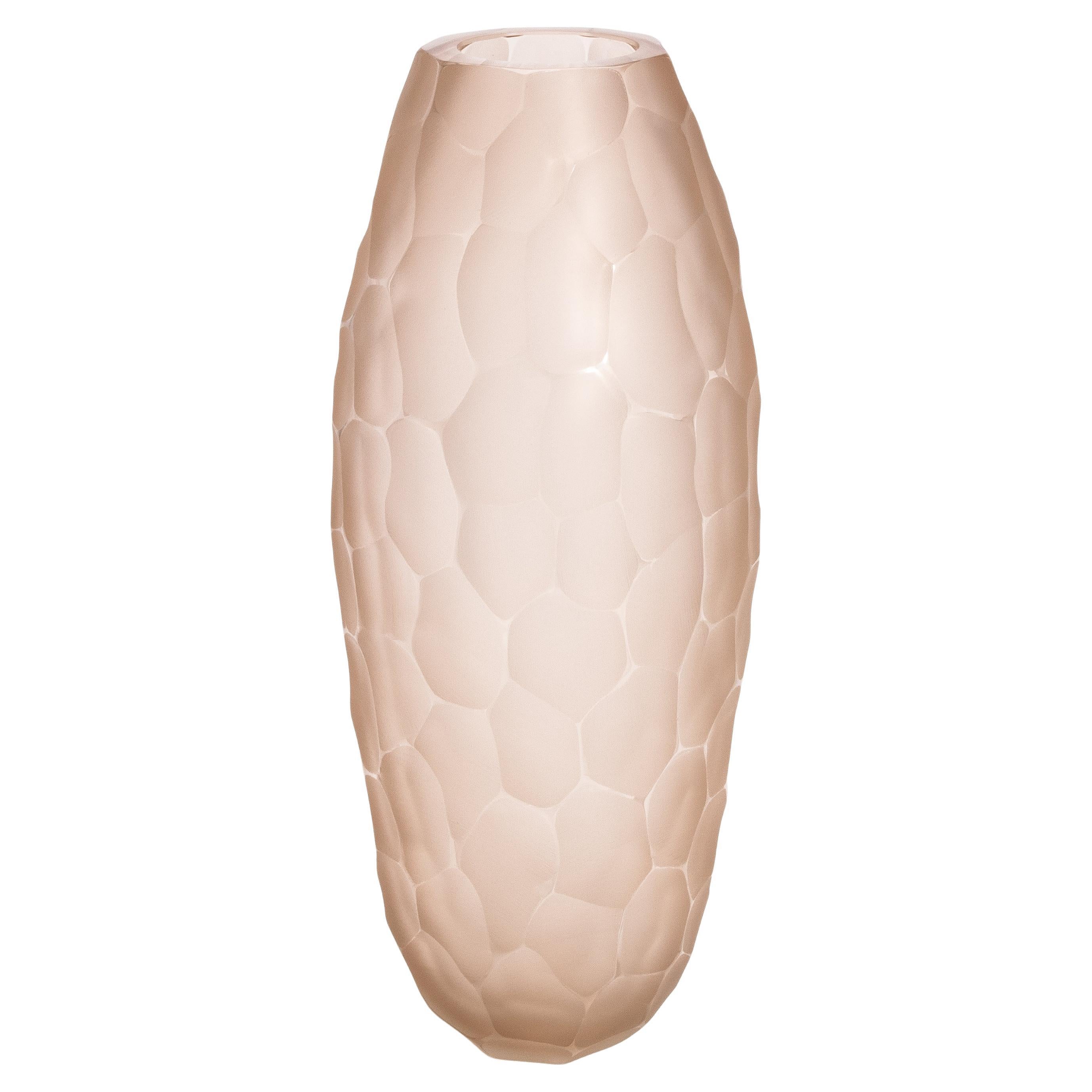 Vaso di Murano alto e moderno soffiato a mano in rosa grande