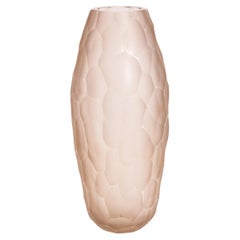 Hand-Blown Modern Tall Murano Vase in Rose Medium