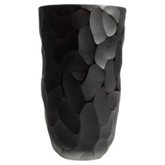 Hand Blown Moon Vase in Black Large