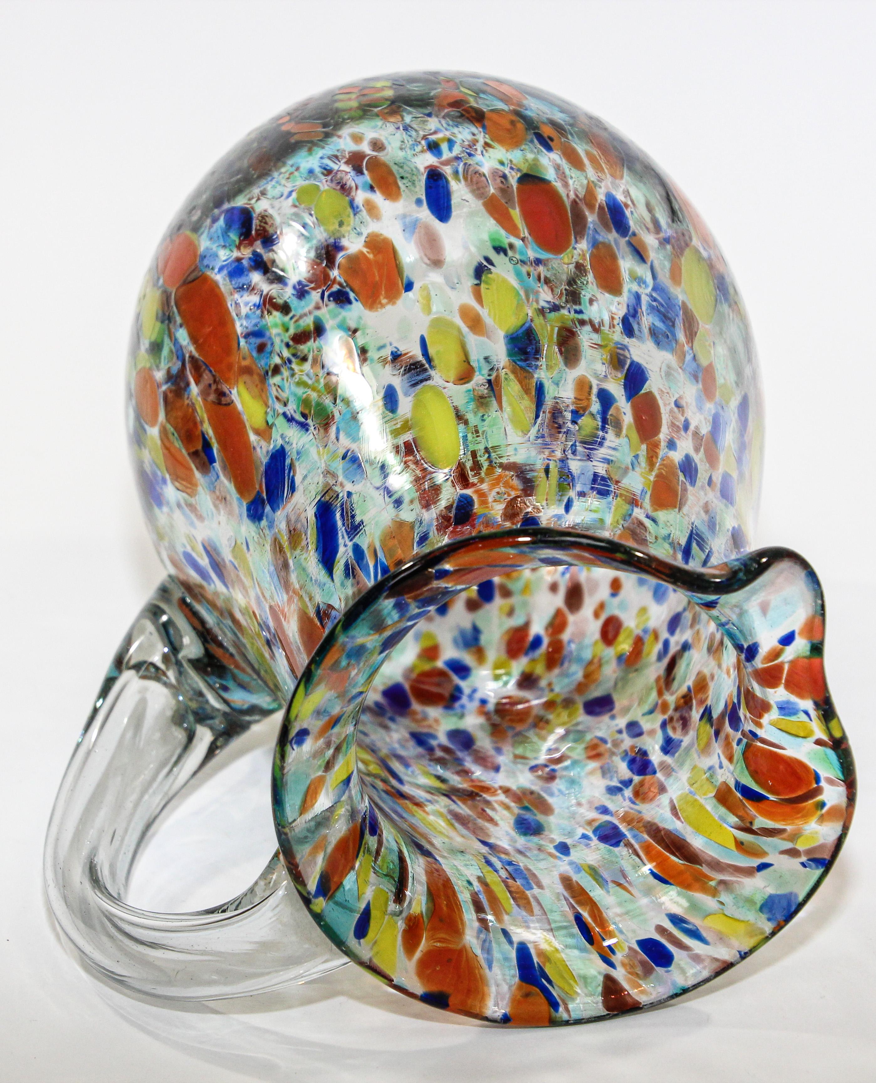Hand Blown Multi-Color Italian Murano Art Glass Jug Pitcher 2