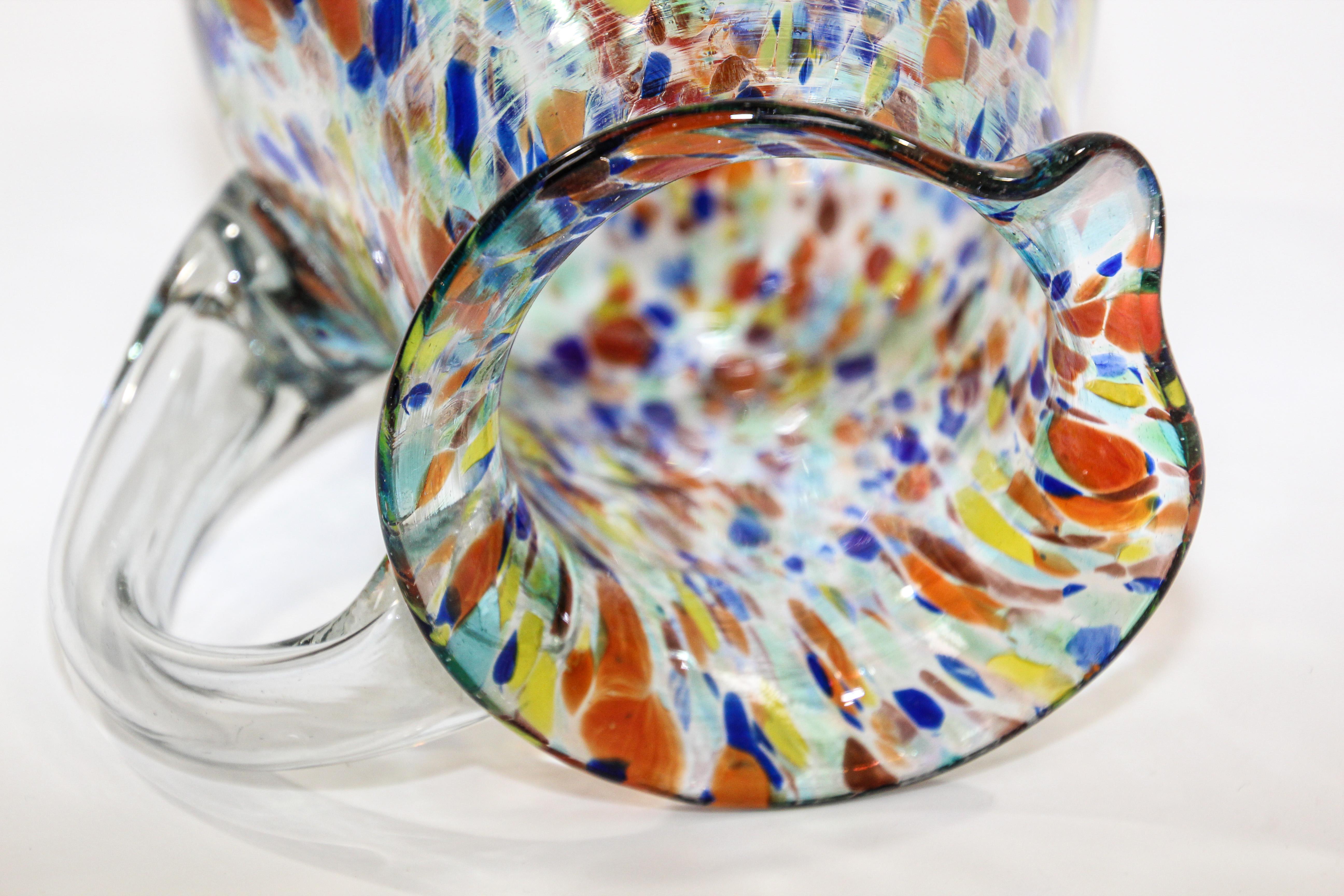 Hand Blown Multi-Color Italian Murano Art Glass Jug Pitcher 3