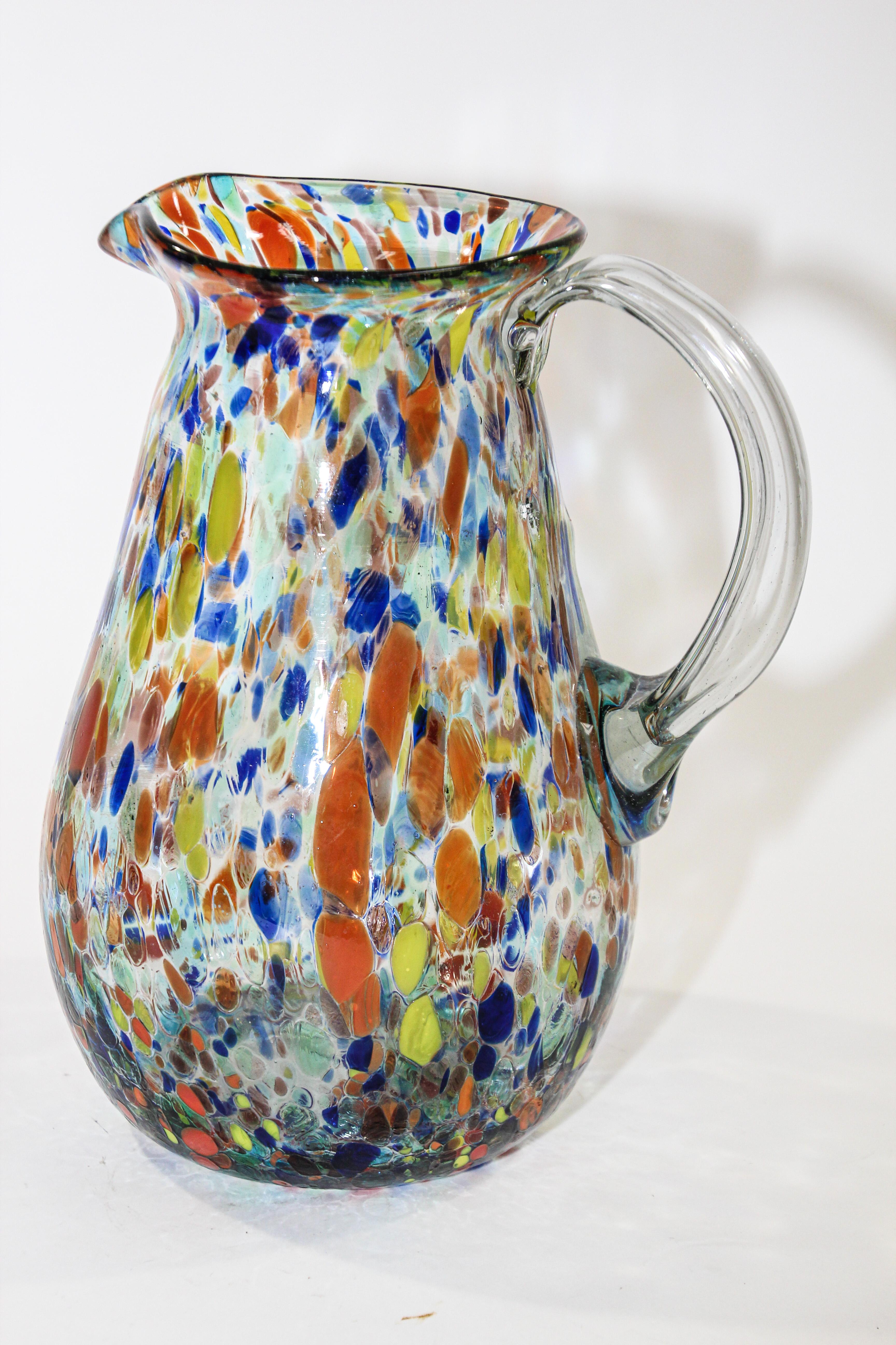 Hand Blown Multi-Color Italian Murano Art Glass Jug Pitcher For Sale at  1stDibs