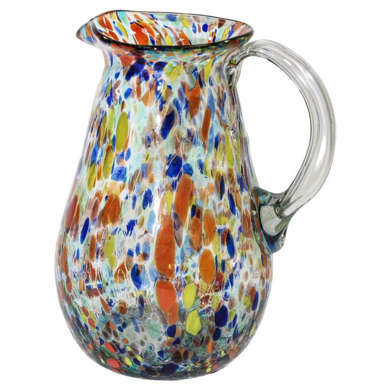 Hand Blown MultiColor Italian Murano Art Glass Jug Pitcher at 1stDibs