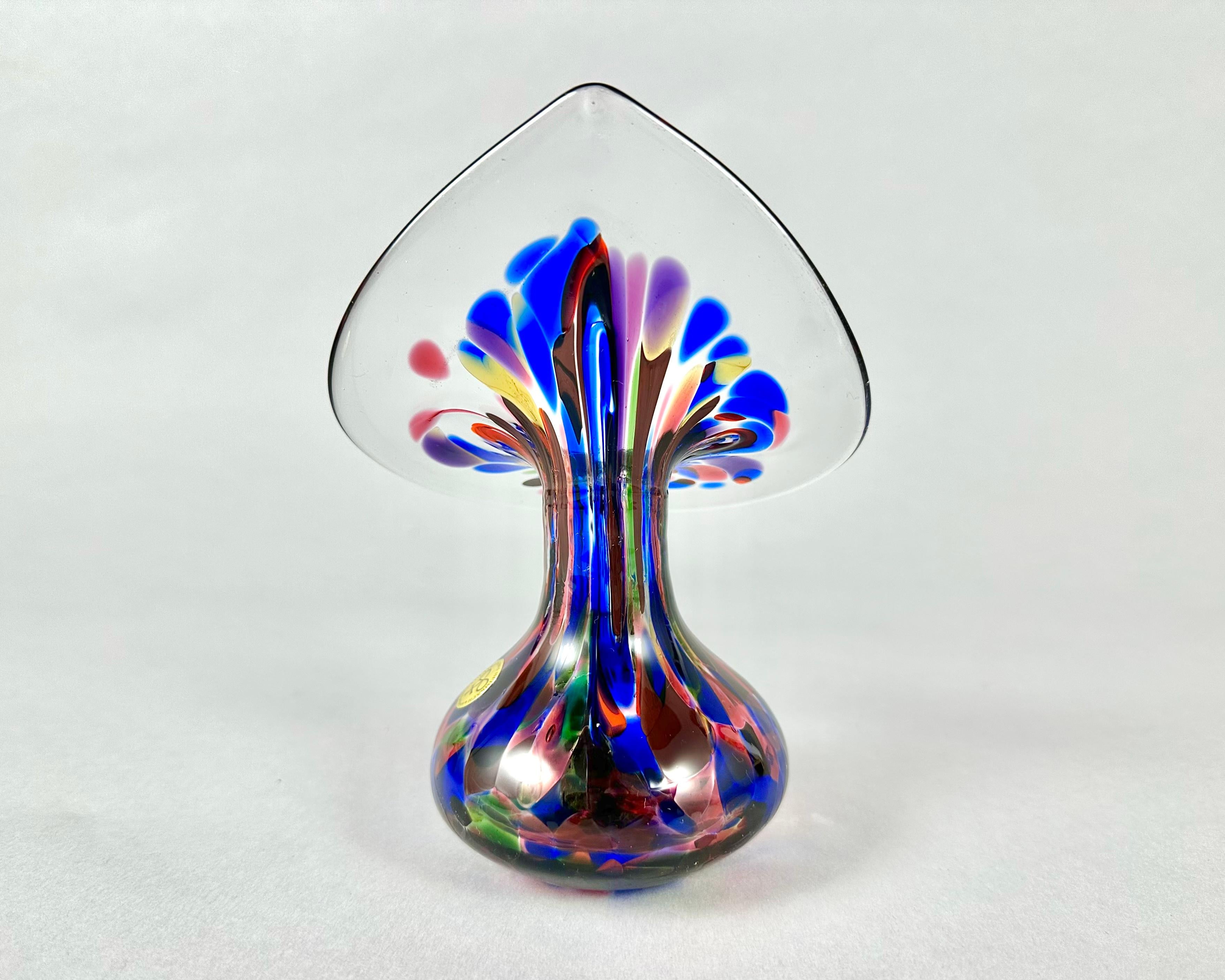 Art Deco Hand Blown Multi-Color Vase Glasbläserei Heimbach, Germany For Sale