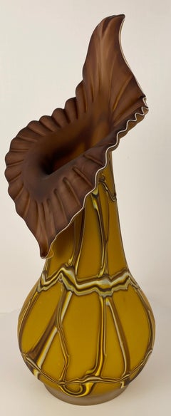 Amber Hand-Blown Art Glass Vase, Baijan Studio Design by Essie Zareh