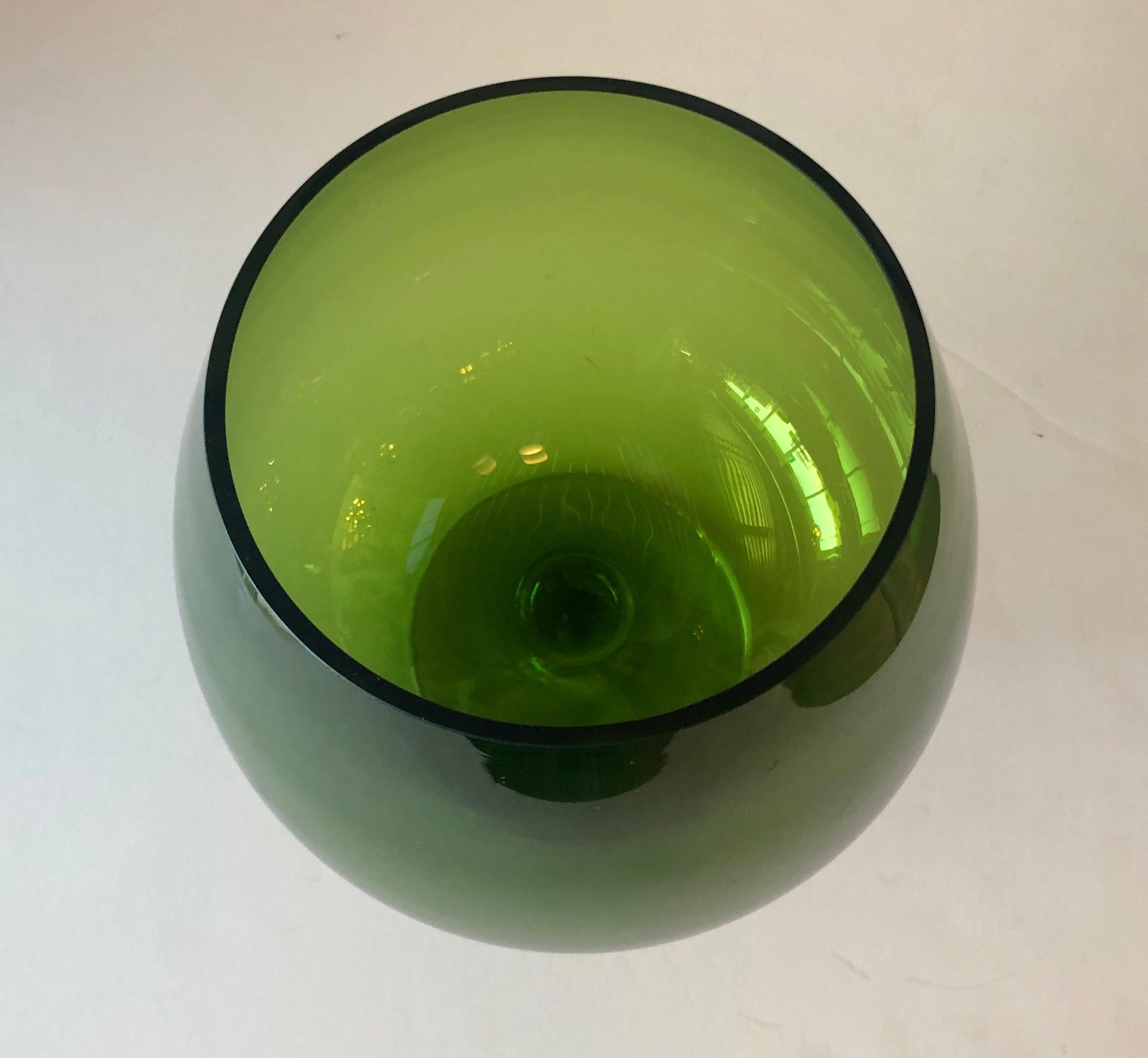 Hand Blown Multi-Green / Blue Hues Large Blown Glass Brandy Snifters / Vases 2