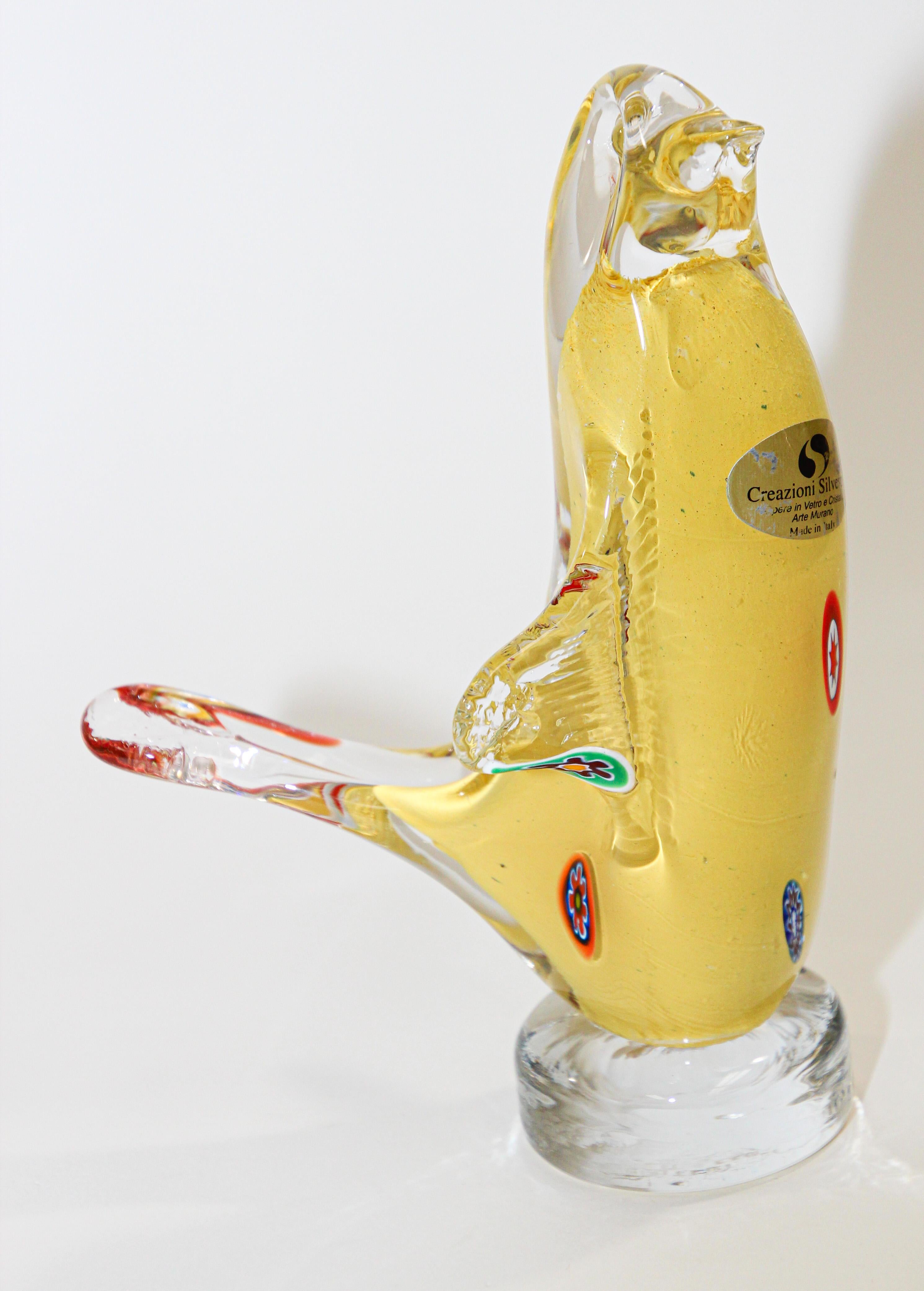 Mid-Century Modern Hand Blown Murano Art Glass Bird 1960s For Sale