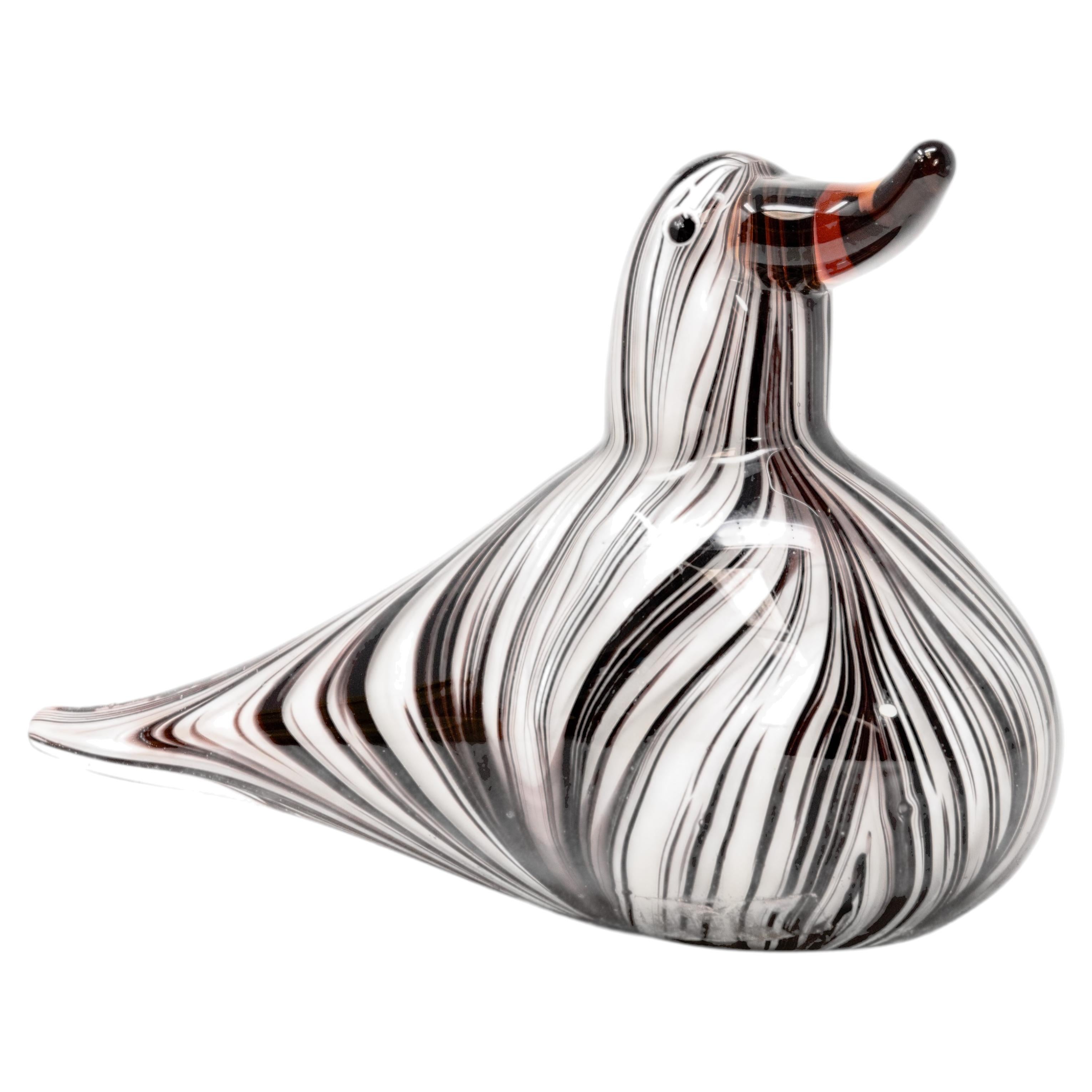 Hand-blown Murano art glass, high-clarity sommerso base layer, opaque white and