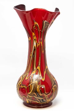 Hand-blown Murano art glass, multi-colored internal glass powders and chalcedony