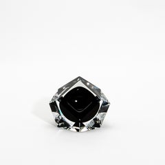 Hand-Blown Murano Ashtray in Clear and Onyx Black
