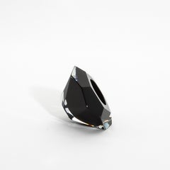 Hand-Blown Murano Ashtray in Clear and Onyx Black
