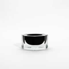 Hand-Blown Murano Ashtray in Clear and Onyx Black
