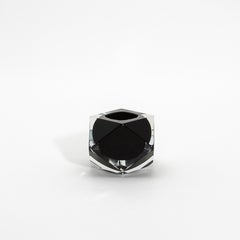Hand-Blown Murano Ashtray in Clear and Onyx Black