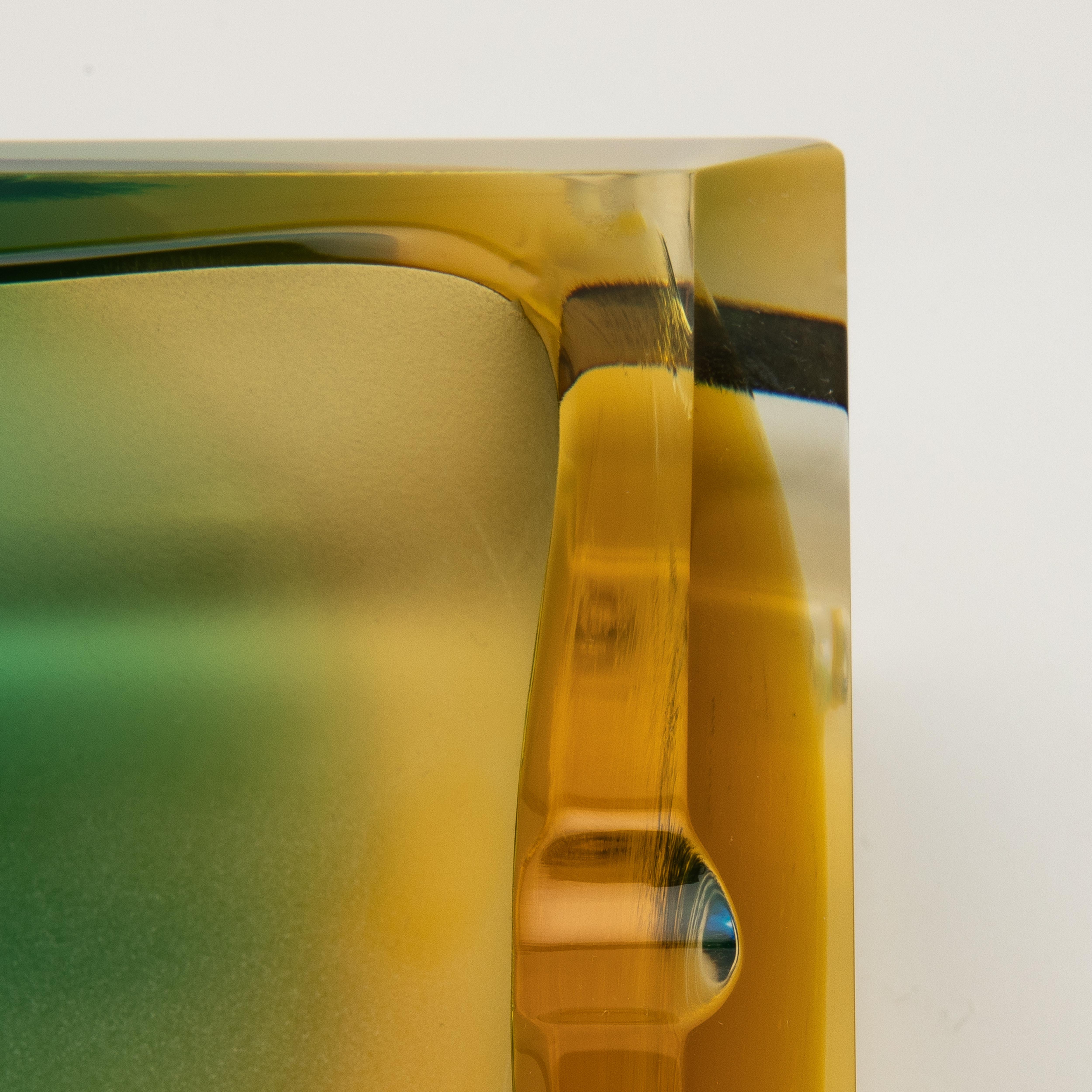 Hand-Blown Murano Ashtray in Green, Blue and Amber In New Condition In West Hollywood, CA