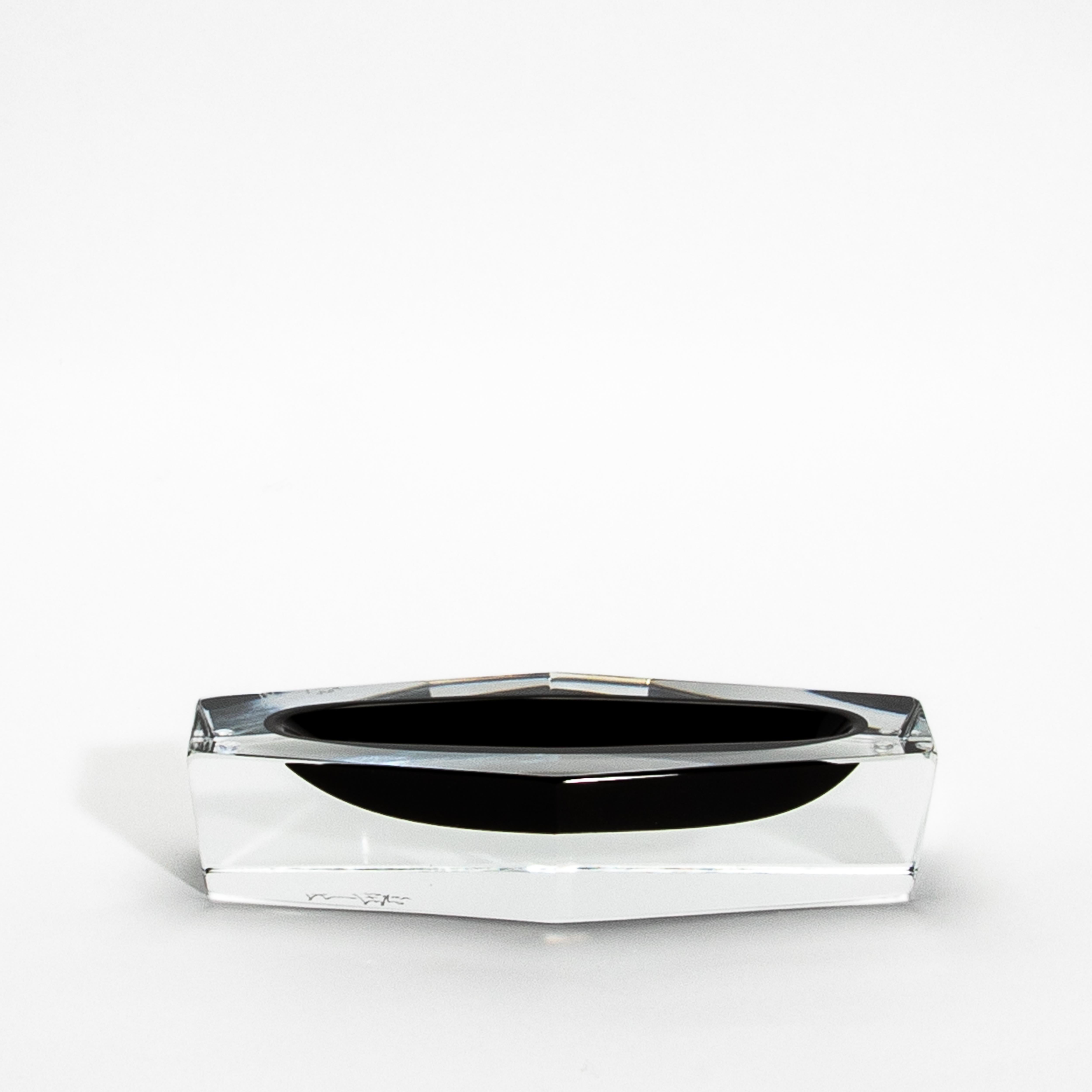 Handgeblasener Murano-Aschenbecher in Onyxschwarz (Muranoglas) im Angebot