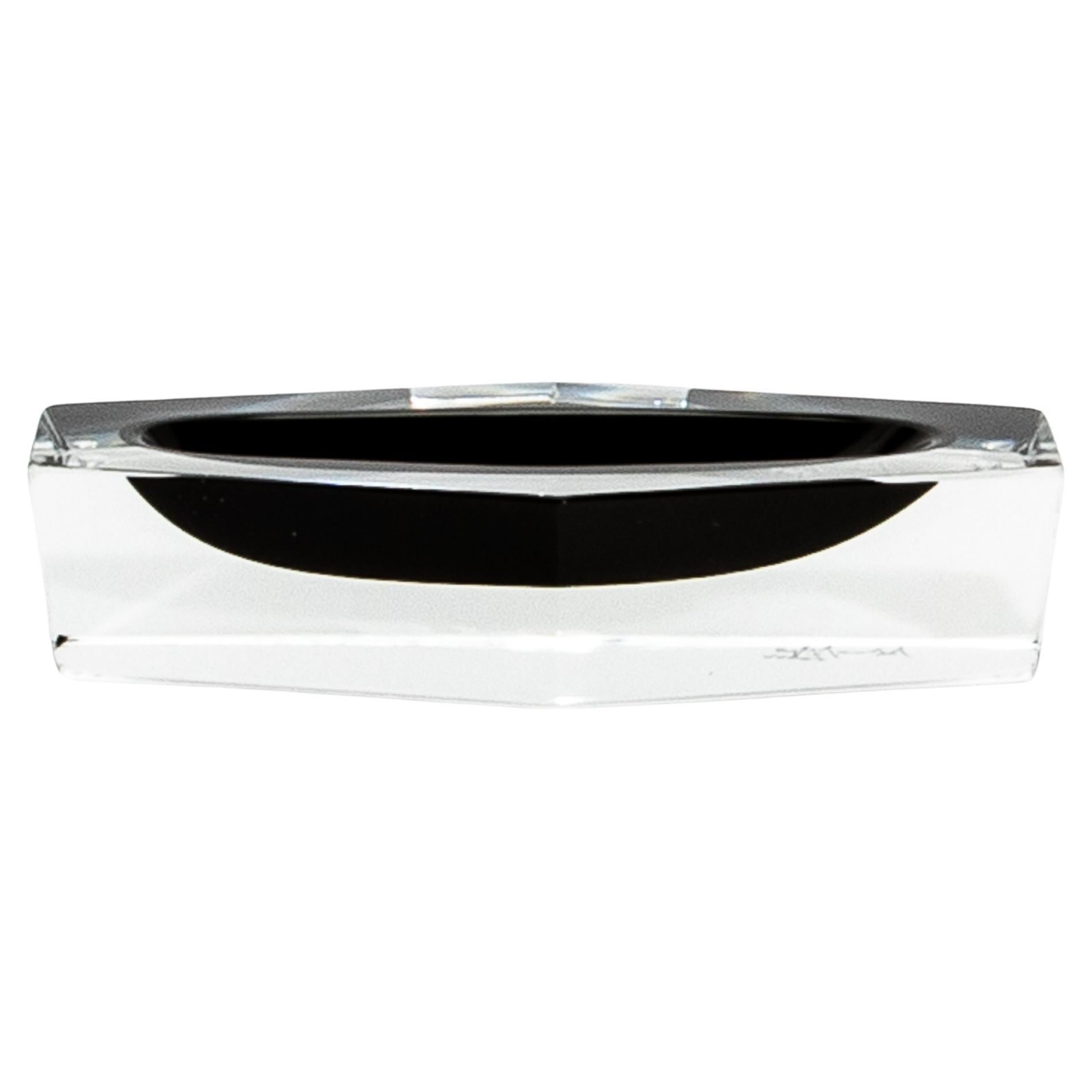 Hand-Blown Murano Ashtray in Onyx Black