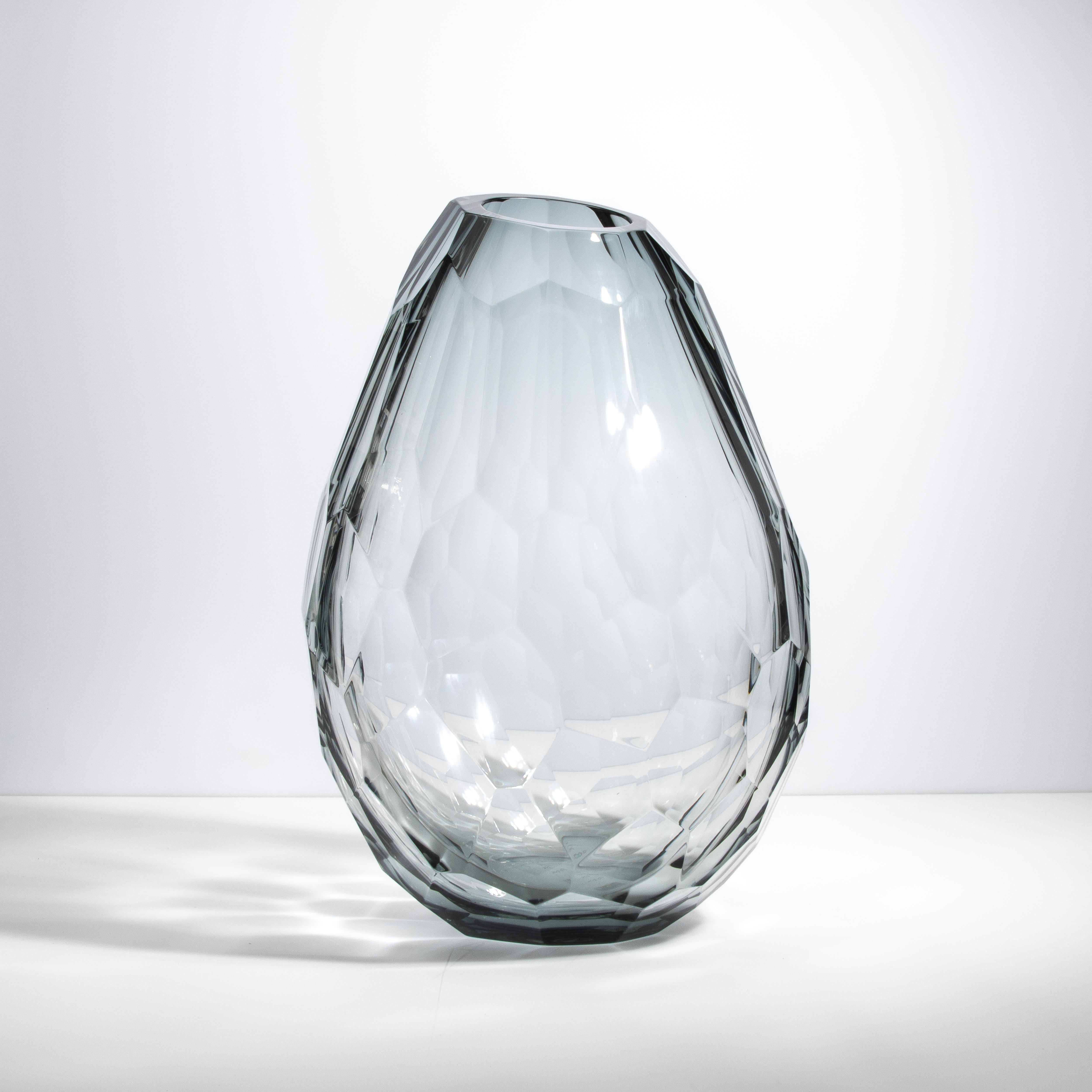 Jarrón Barril de Murano Soplado a Mano Gris XXL con Corte Lateral Siglo XXI y contemporáneo en venta