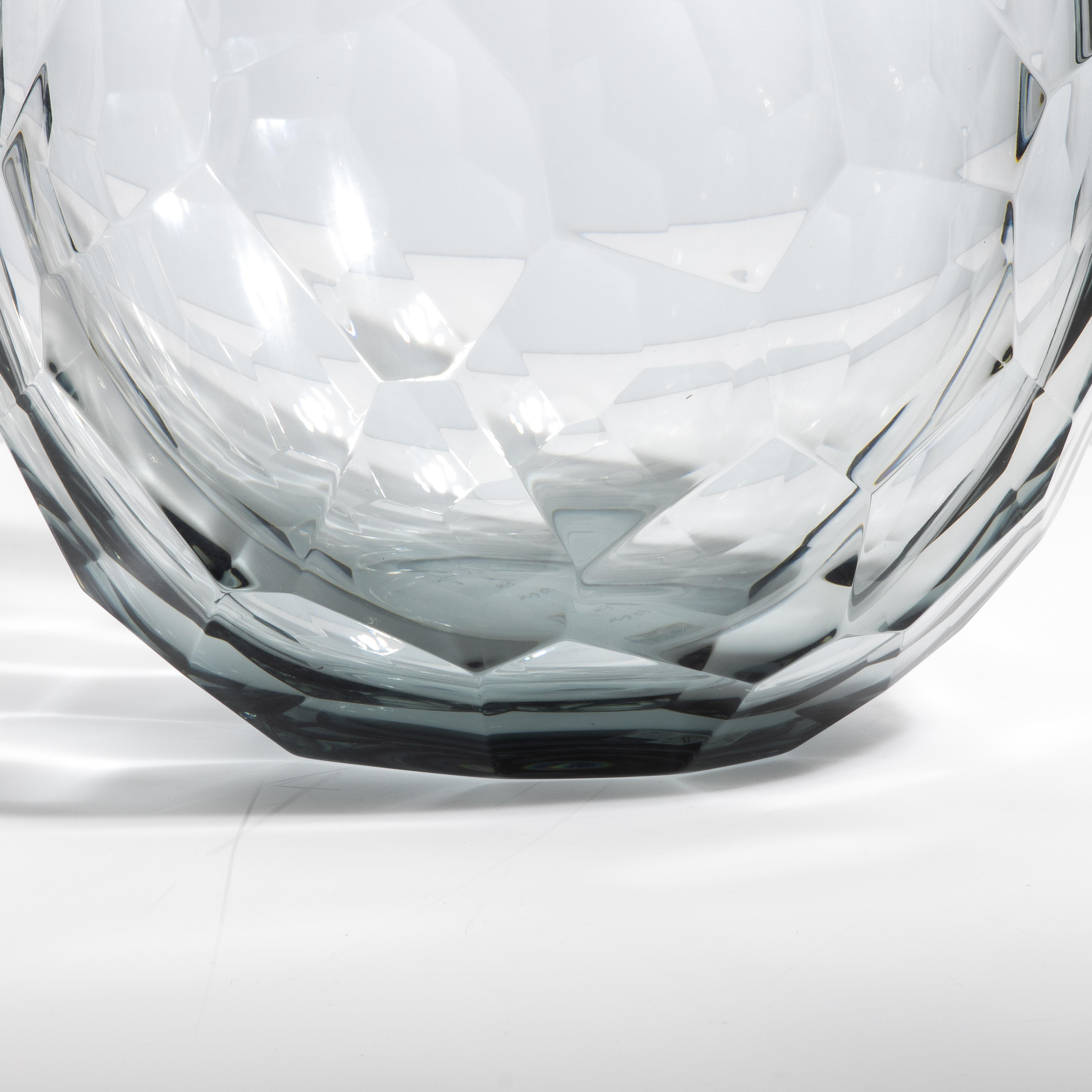 Jarrón Barril de Murano Soplado a Mano Gris XXL con Corte Lateral Cristal de Murano en venta