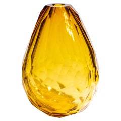 Vase baril de Murano soufflé à la main en ambre XXL