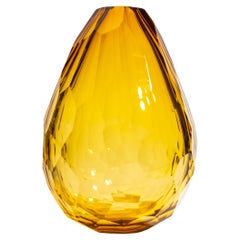 Vaso a botte di Murano soffiato a mano in ambra XXL