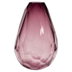 Vase baril de Murano soufflé à la main en améthyste extra haut
