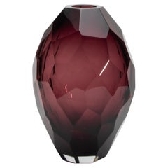 Hand-Blown Murano Barrel Vase in Amethyst