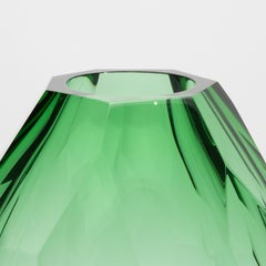 Hand-Blown Murano Barrel Vase in Emerald Green  Extra Tall
