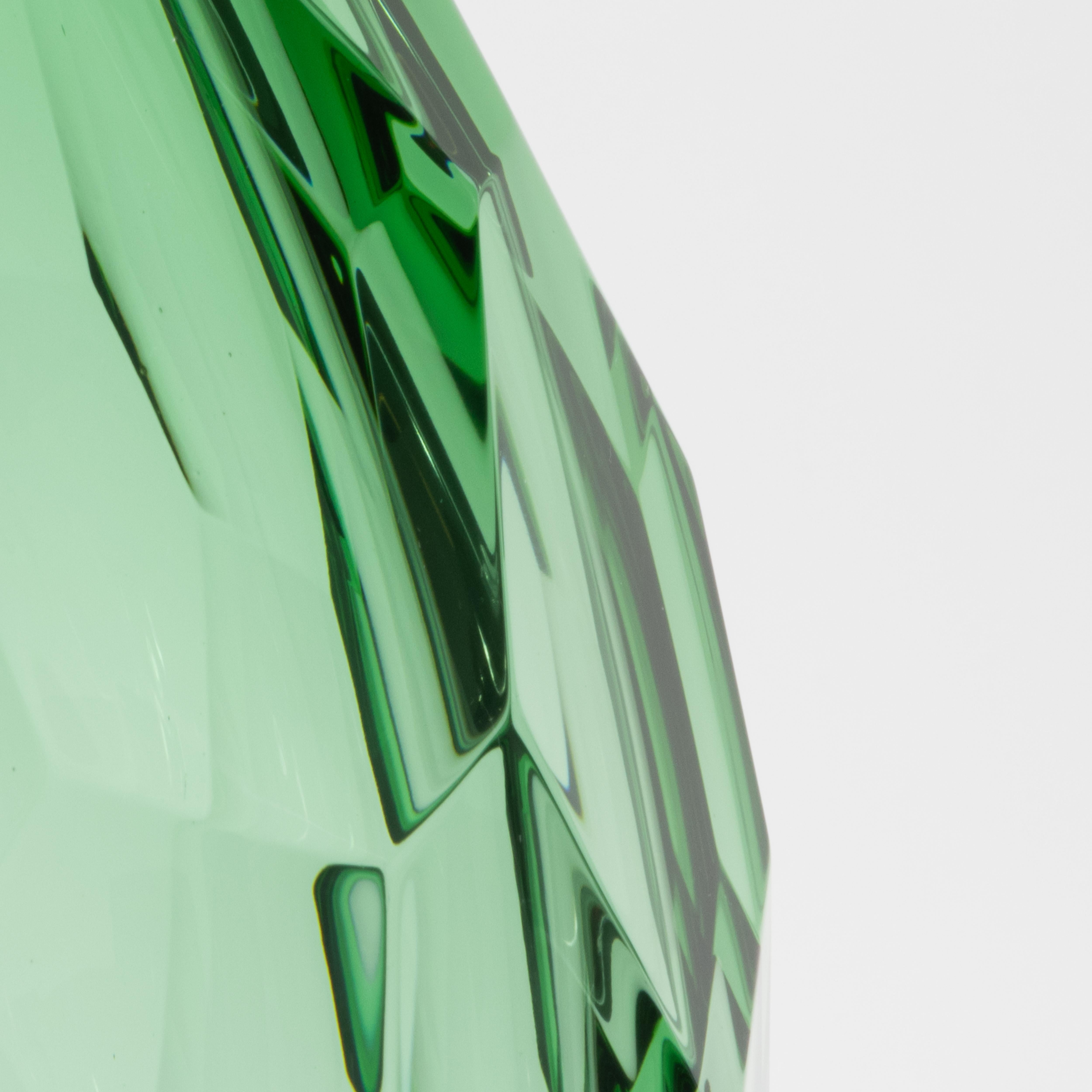 Modern Hand-Blown Murano Barrel Vase in Emerald Green  Extra Tall For Sale