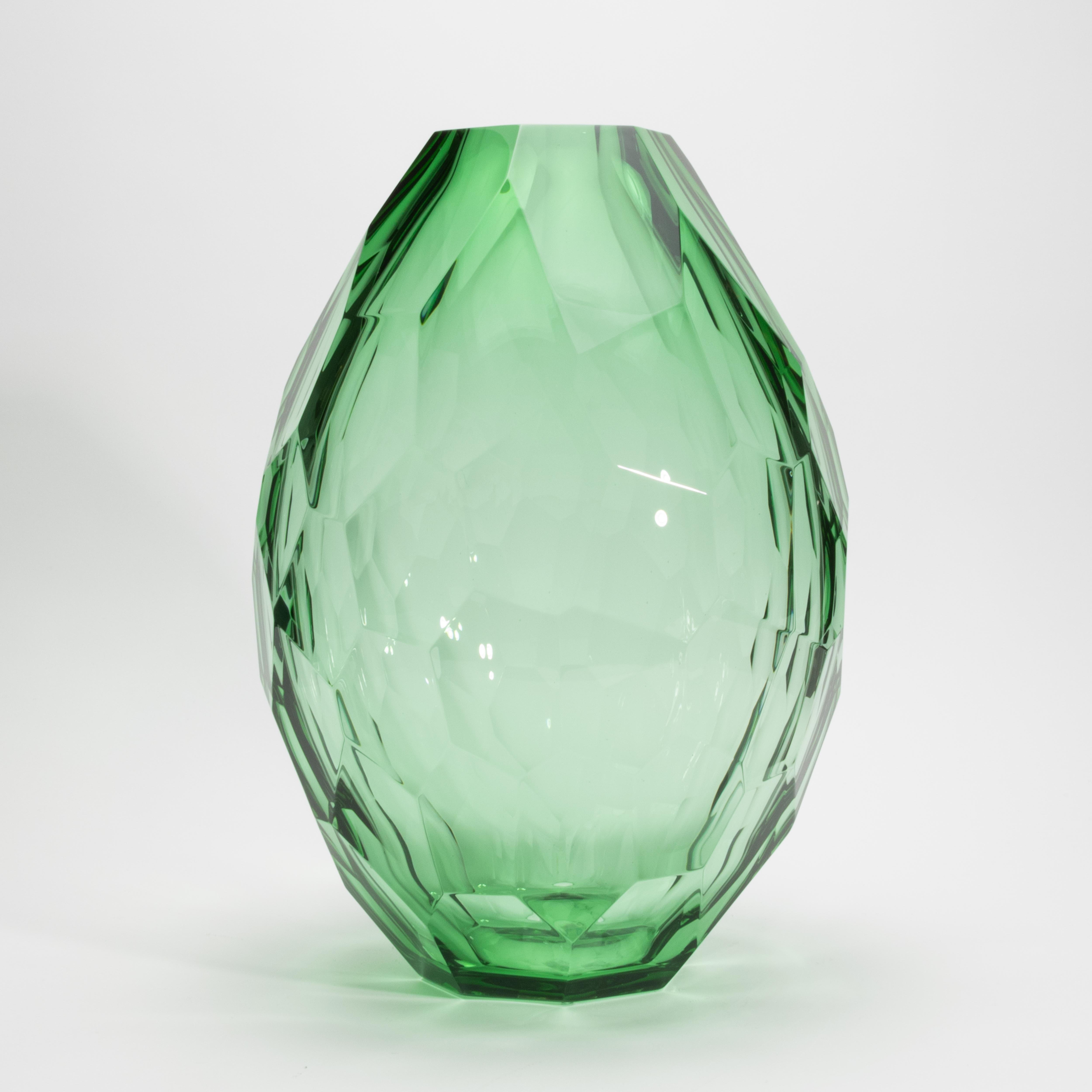 Italian Hand-Blown Murano Barrel Vase in Emerald Green  Extra Tall For Sale