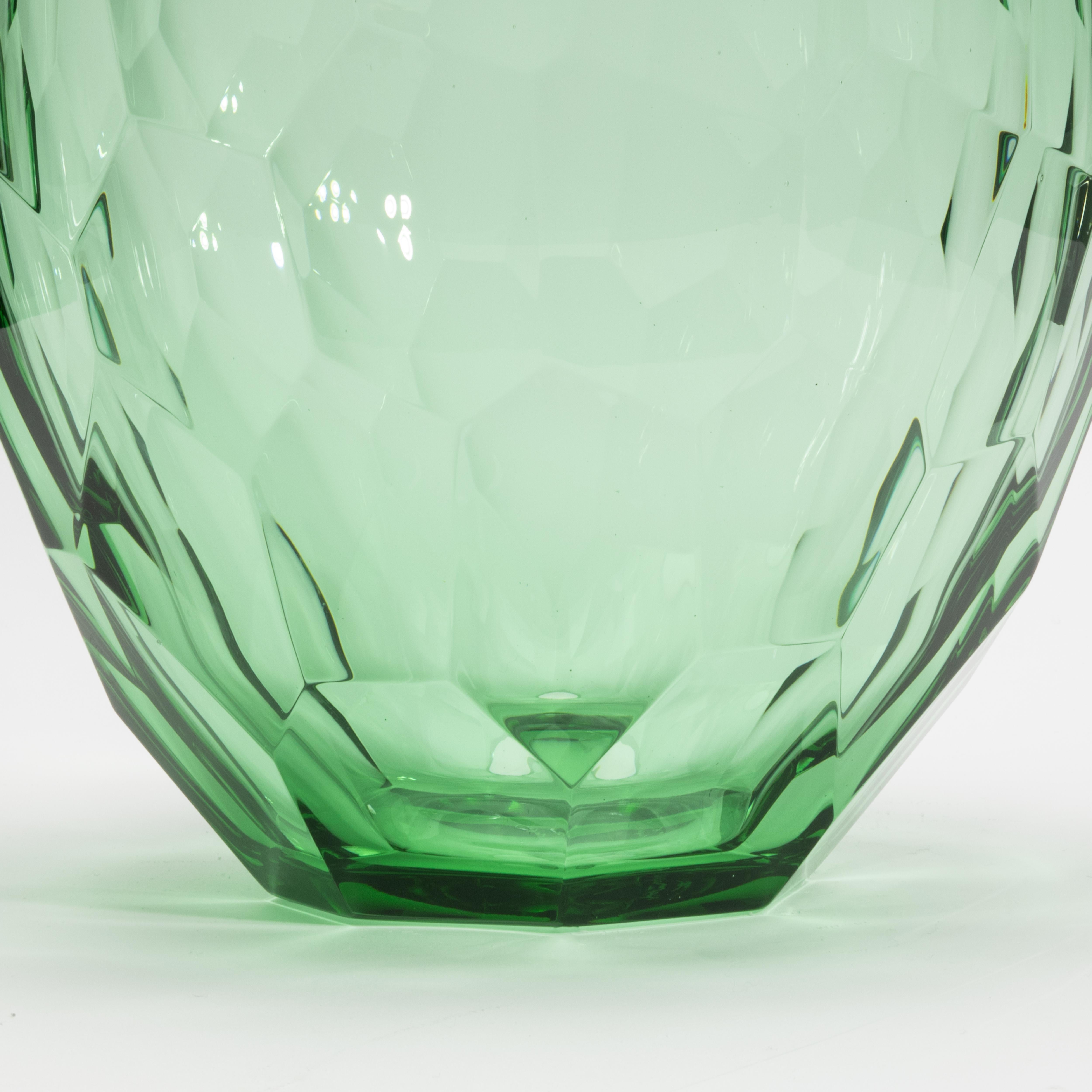 Hand-Crafted Hand-Blown Murano Barrel Vase in Emerald Green  Extra Tall For Sale