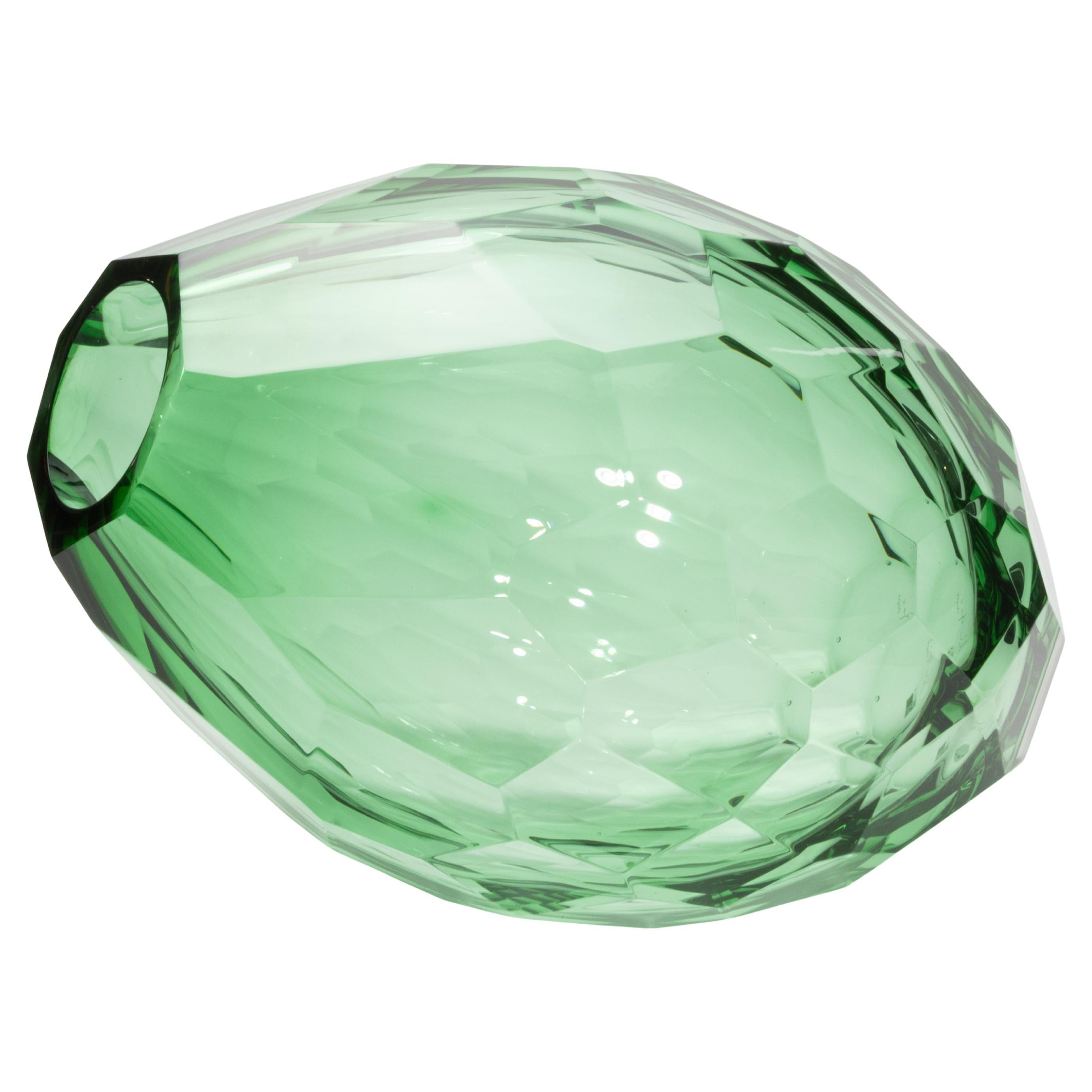 Hand-Blown Murano Barrel Vase in Emerald Green  Extra Tall