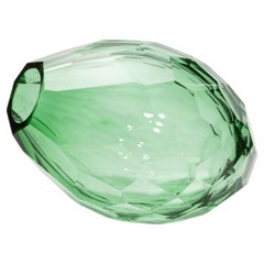 Hand-Blown Murano Barrel Vase in Emerald Green  Extra Tall