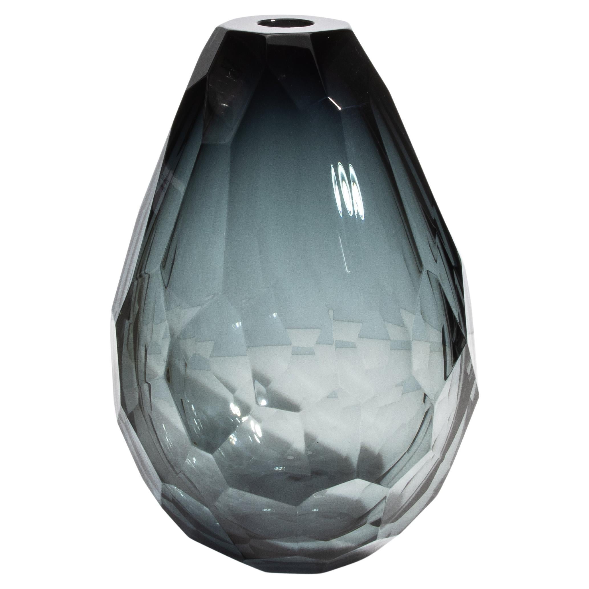 Vaso a botte di Murano soffiato a mano in grigio fumo XXL