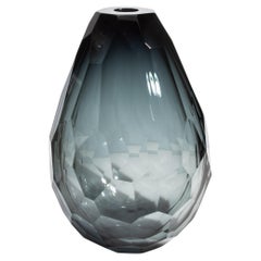 Handgeblasene Murano-Fassvase in Grau Rauch XXL