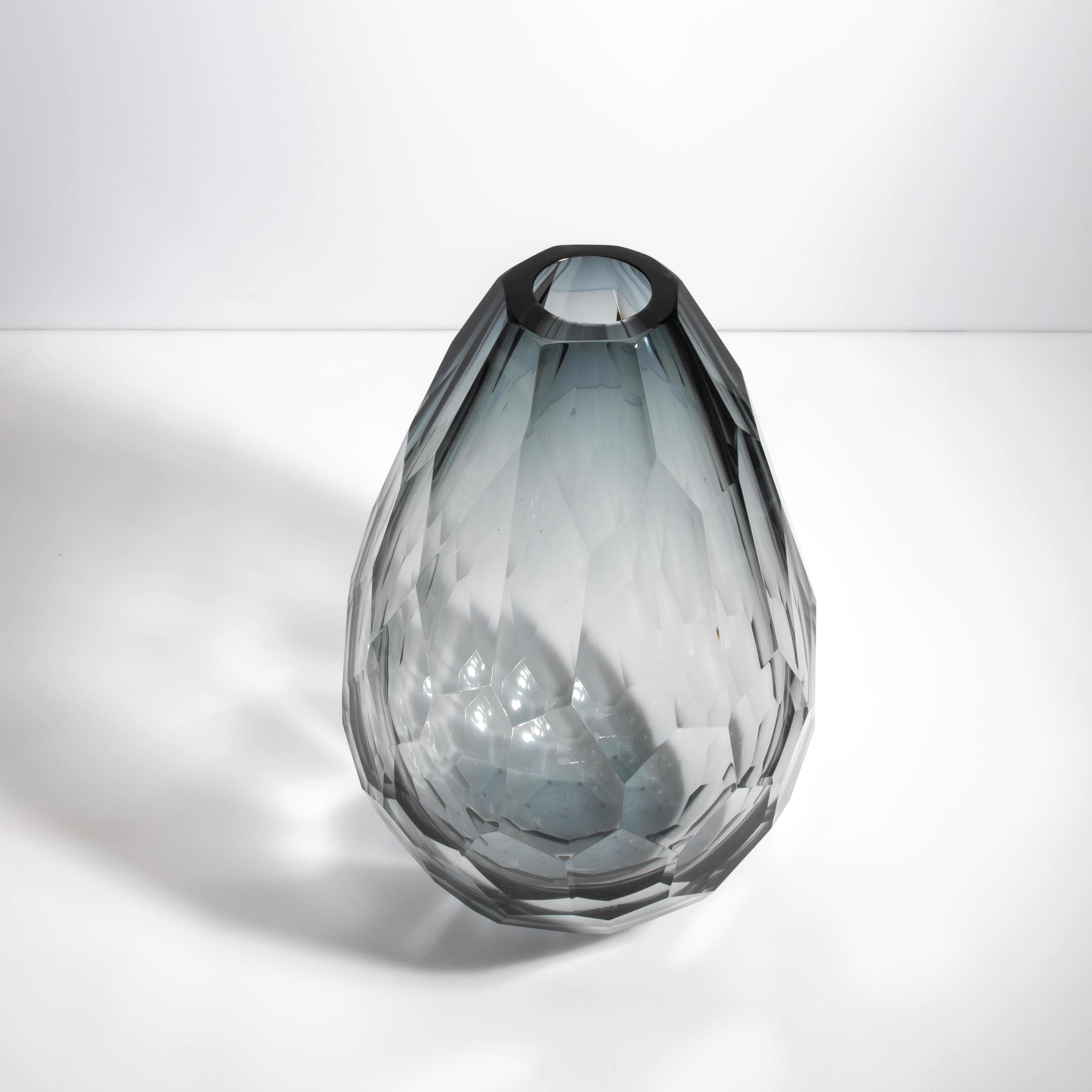 Moderno Vaso a botte di Murano soffiato a mano in grigio XXL in vendita