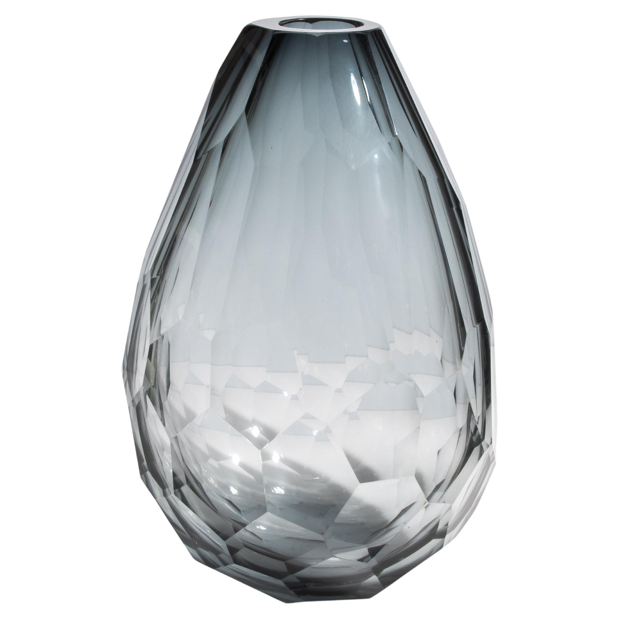 Vaso a botte di Murano soffiato a mano in grigio XXL