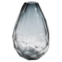 Hand Blown Murano Barrel Vase in Grey XXL