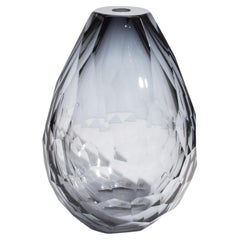 Handgeblasene Murano-Fassvase in Grau XXL